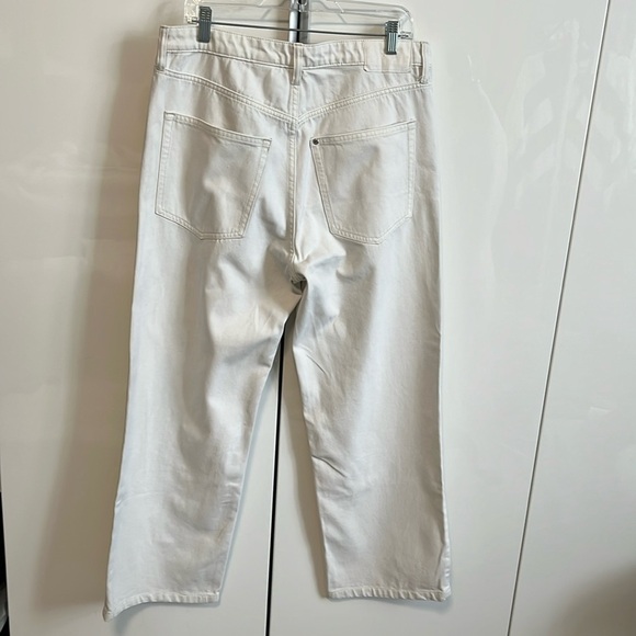H&M Relaxed Wide Leg High Waist White Denim Jeans, Size 14 - Picture 7 of 11